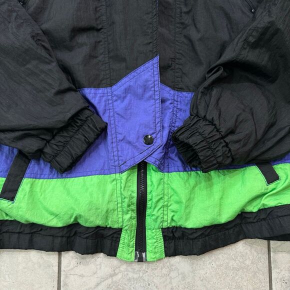 Vintage 90s Colin Retro Ski Windbreaker Full Zip Jacket Womens Size M Green Blk - Picture 6 of 9